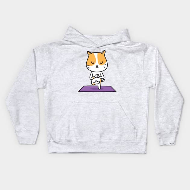 Yoga Cat Kids Hoodie by cartoonbeing